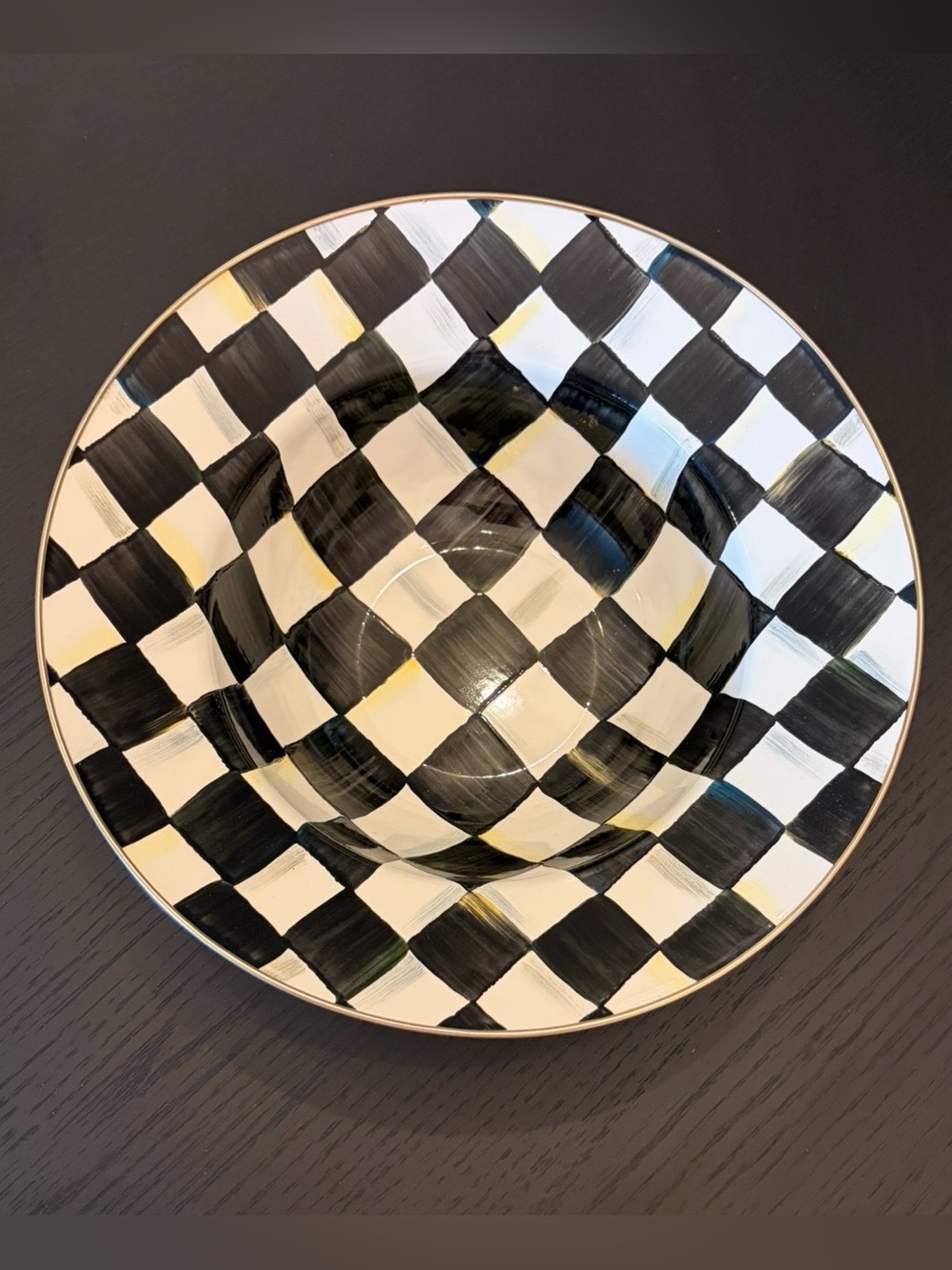 MacKenzie-Childs Black and White Courtly Check Serving Bowl - Picture 5 of 8